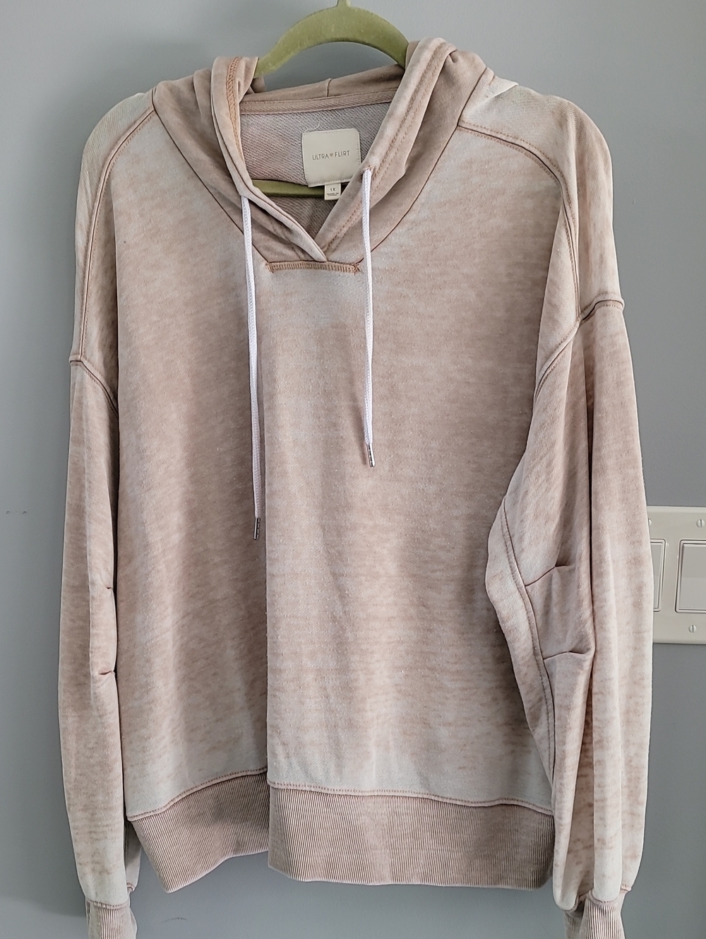 Ultra Flirt Washed Beige Pullover Hoodie